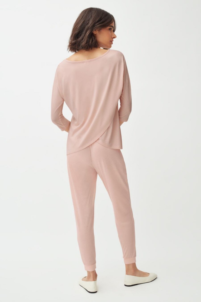 Pantalon Cuyana Organic Pima Tapered Mujer Rosas | FEW8392NO