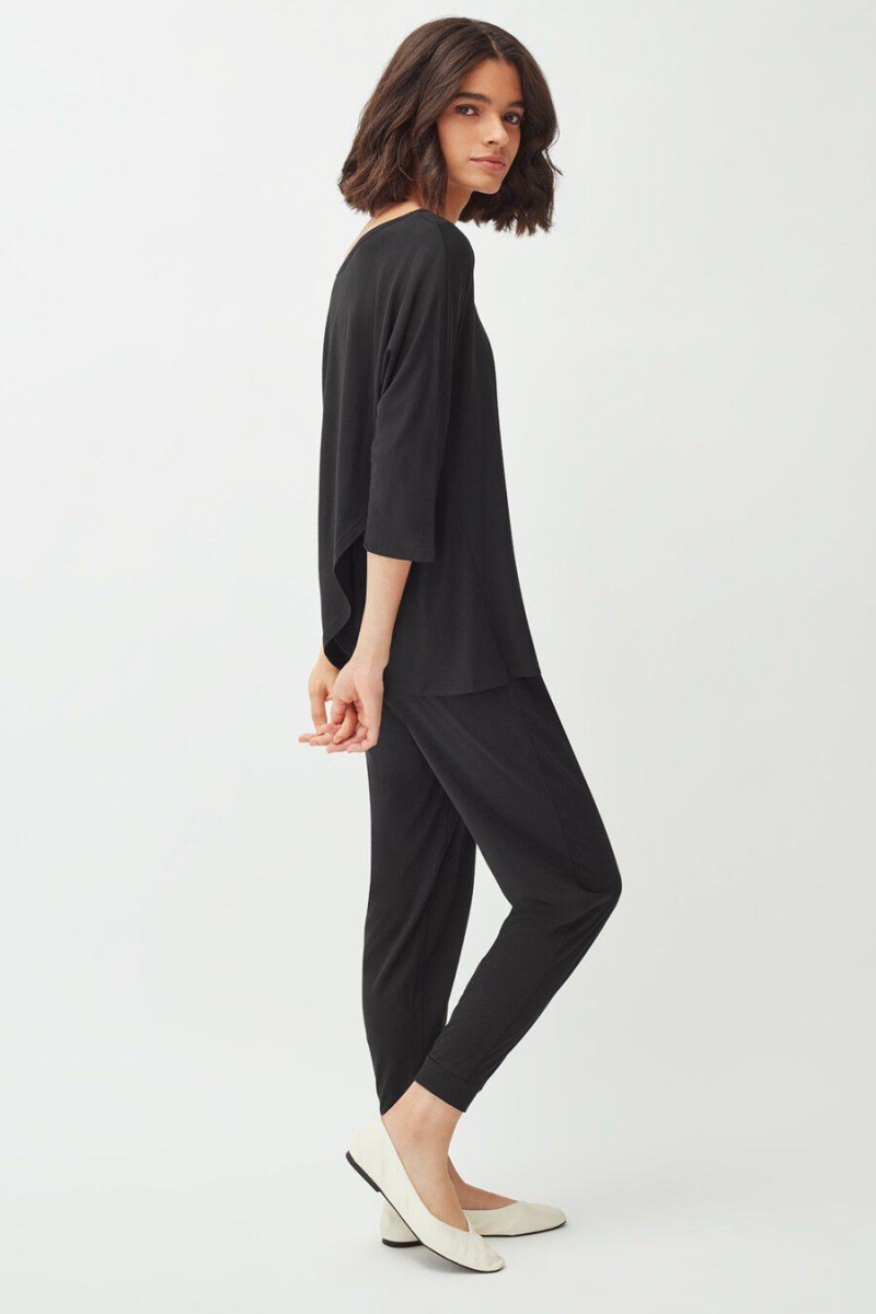 Pantalon Cuyana Organic Pima Tapered Mujer Negras | KZV9210KI