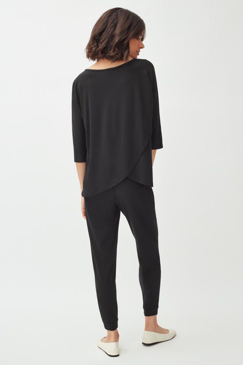 Pantalon Cuyana Organic Pima Tapered Mujer Negras | KZV9210KI