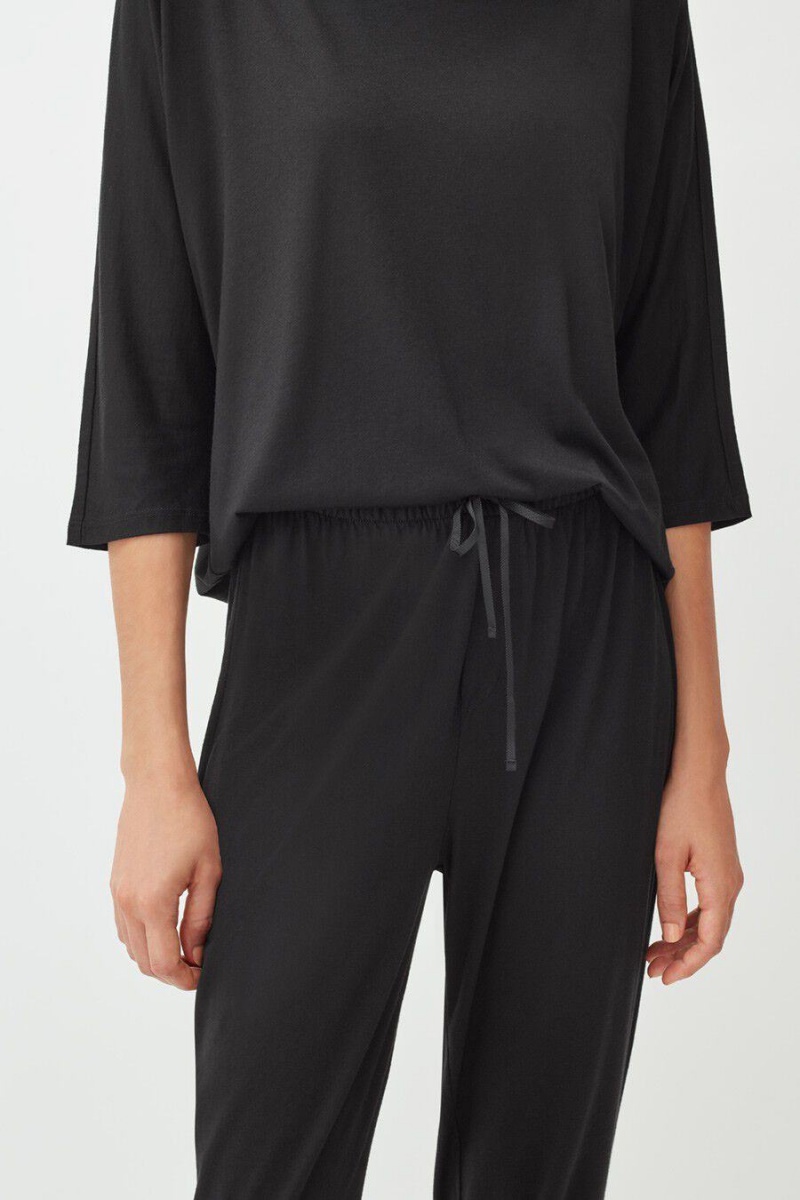 Pantalon Cuyana Organic Pima Tapered Mujer Negras | KZV9210KI