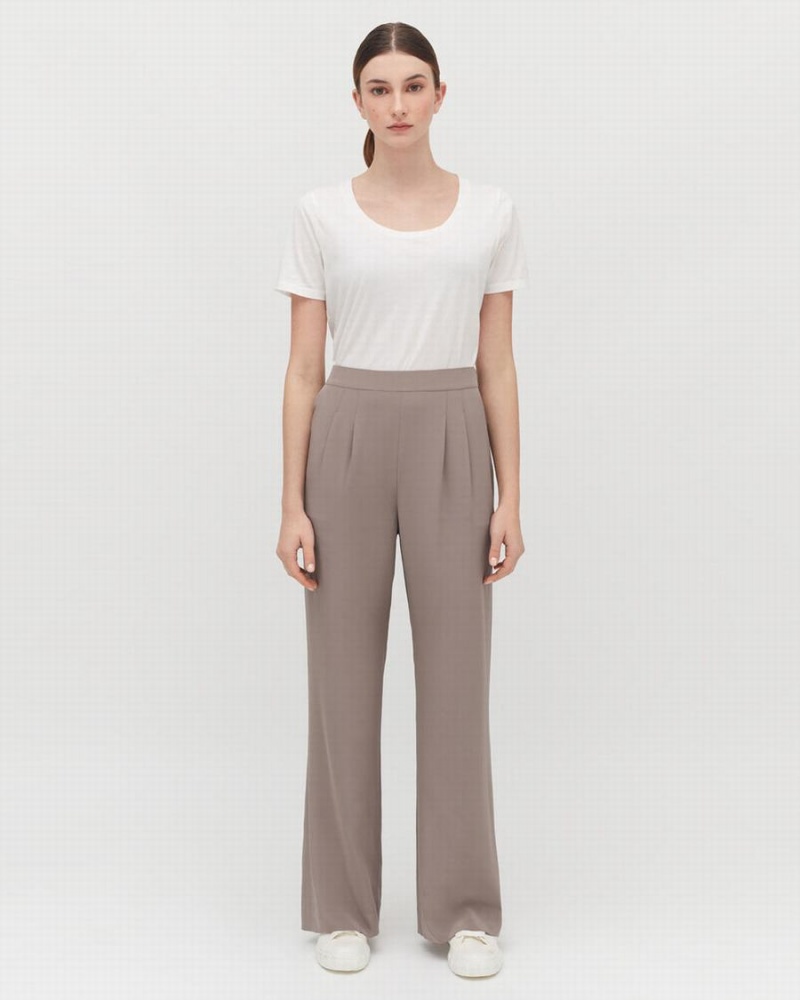 Pantalon Cuyana Silk Anchos-Leg Mujer Marrones Claro | TWI8349GX