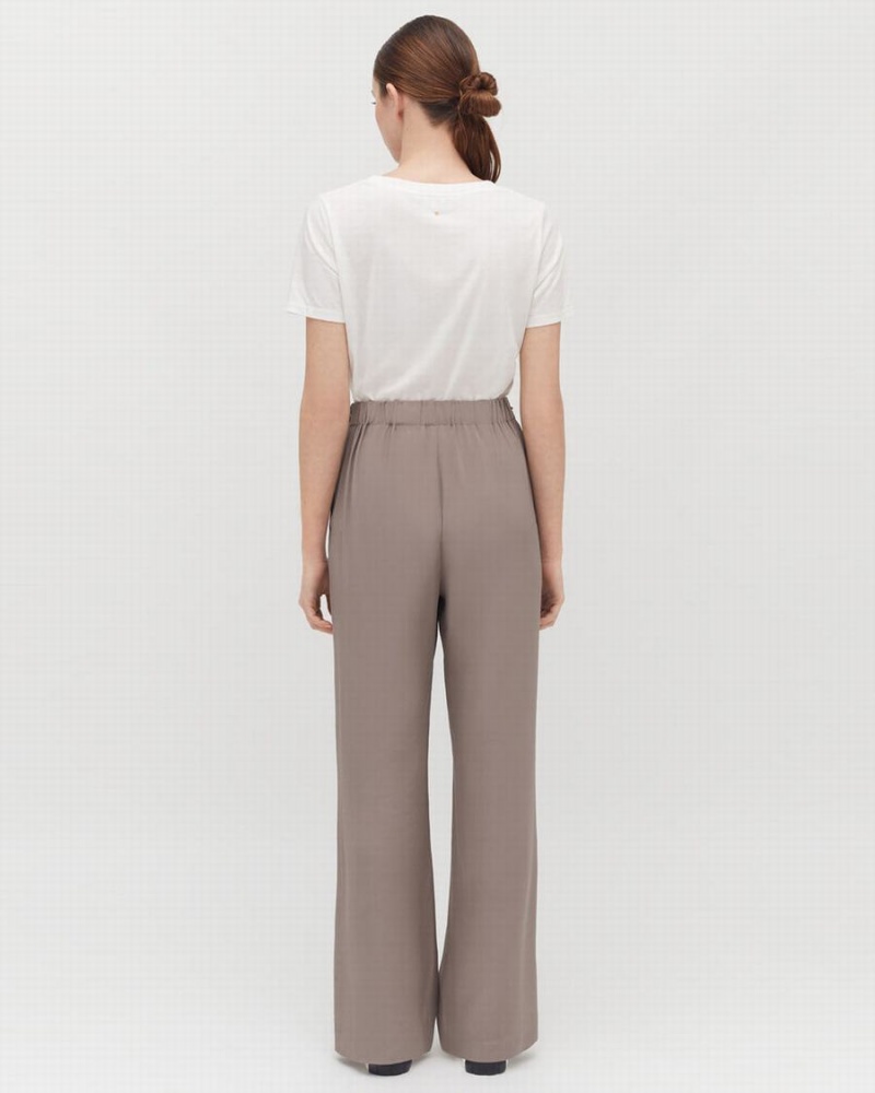 Pantalon Cuyana Silk Anchos-Leg Mujer Marrones Claro | TWI8349GX