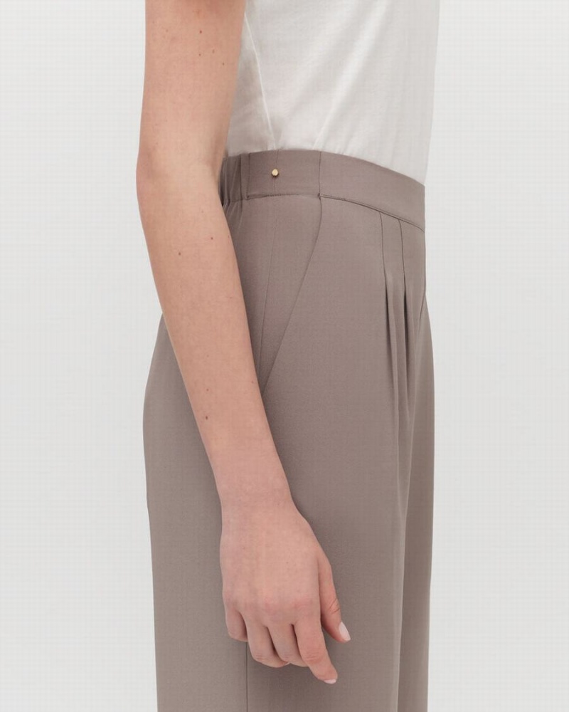 Pantalon Cuyana Silk Anchos-Leg Mujer Marrones Claro | TWI8349GX