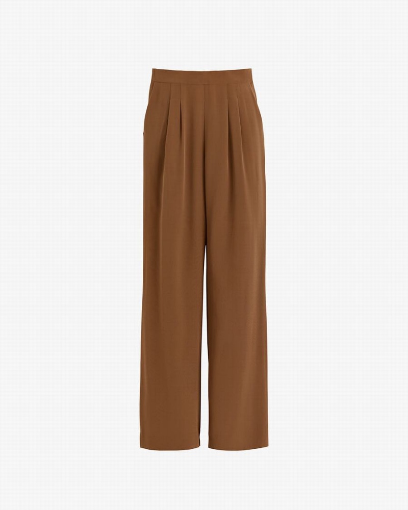 Pantalon Cuyana Silk Anchos-Leg Mujer Marrones Oscuro | NFT8287XU