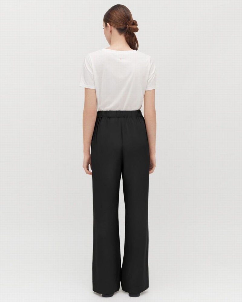Pantalon Cuyana Silk Anchos-Leg Mujer Negras | KPF9022BM