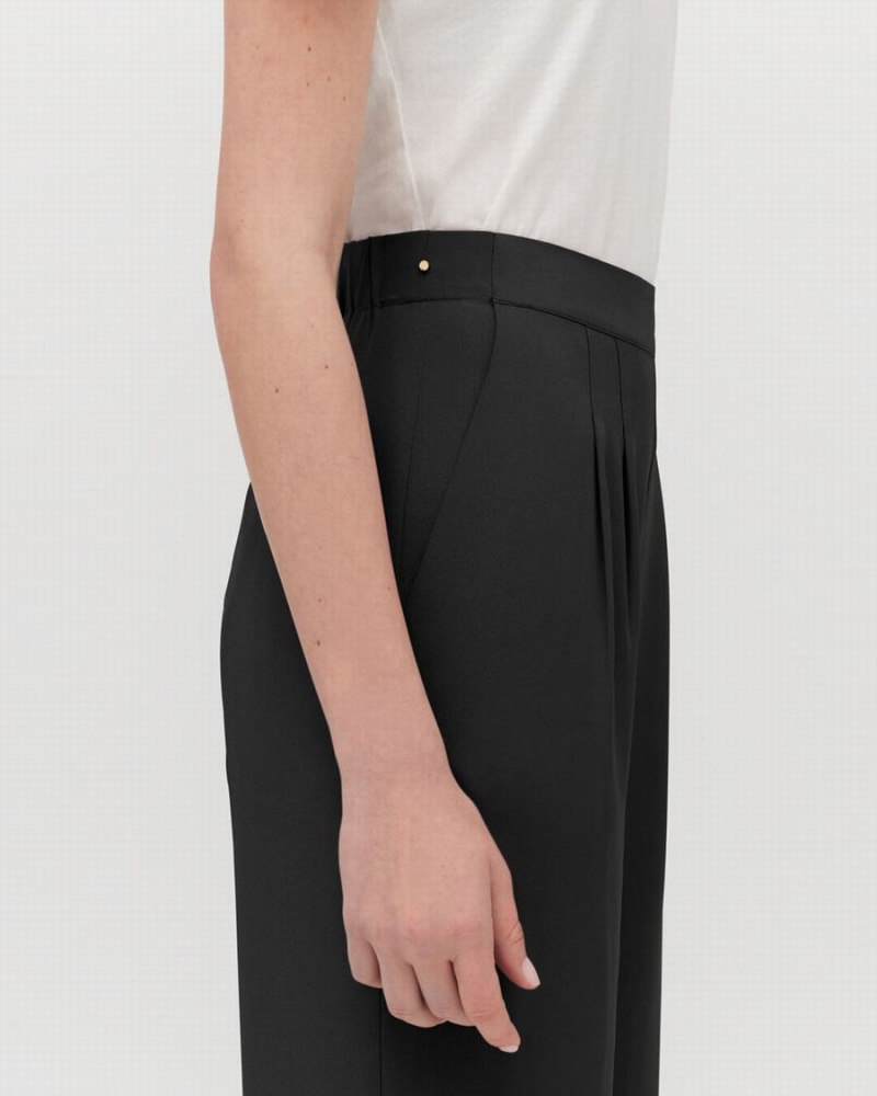 Pantalon Cuyana Silk Anchos-Leg Mujer Negras | KPF9022BM