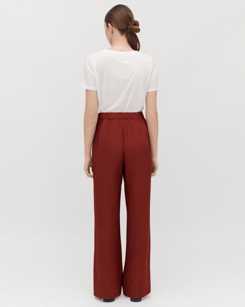 Pantalon Cuyana Silk Anchos-Leg Mujer Rojas Oscuro | HPN9862KY
