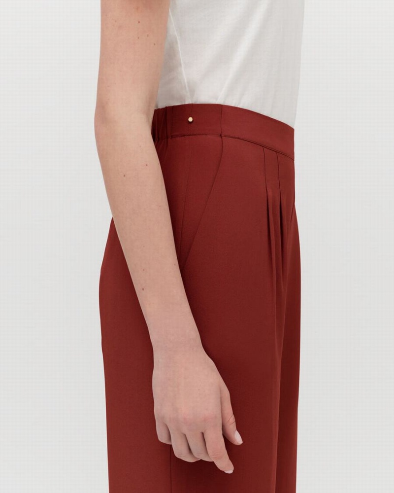 Pantalon Cuyana Silk Anchos-Leg Mujer Rojas Oscuro | HPN9862KY