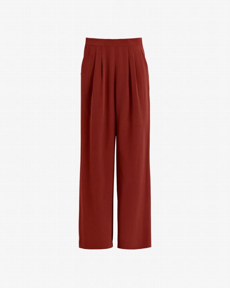 Pantalon Cuyana Silk Anchos-Leg Mujer Rojas Oscuro | HPN9862KY