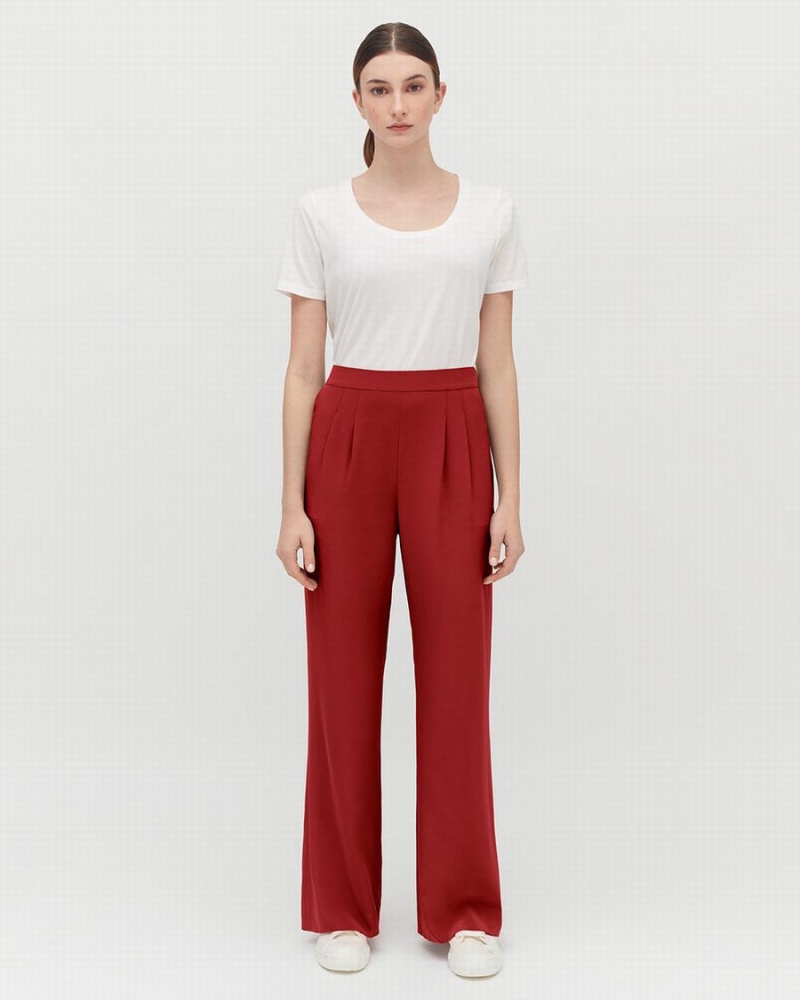 Pantalon Cuyana Silk Anchos-Leg Mujer Rojas | JKH2692KX
