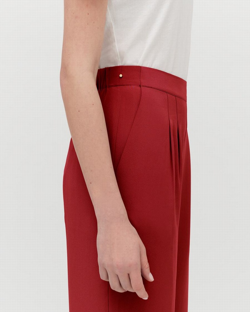 Pantalon Cuyana Silk Anchos-Leg Mujer Rojas | JKH2692KX