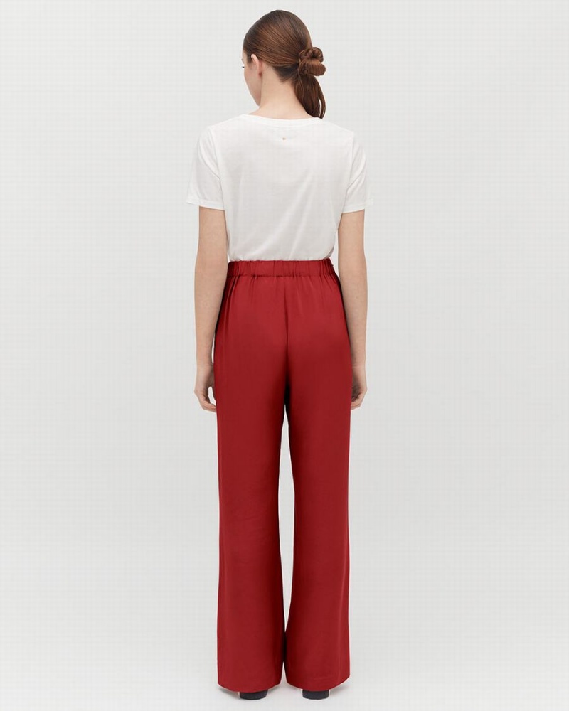 Pantalon Cuyana Silk Anchos-Leg Mujer Rojas | JKH2692KX