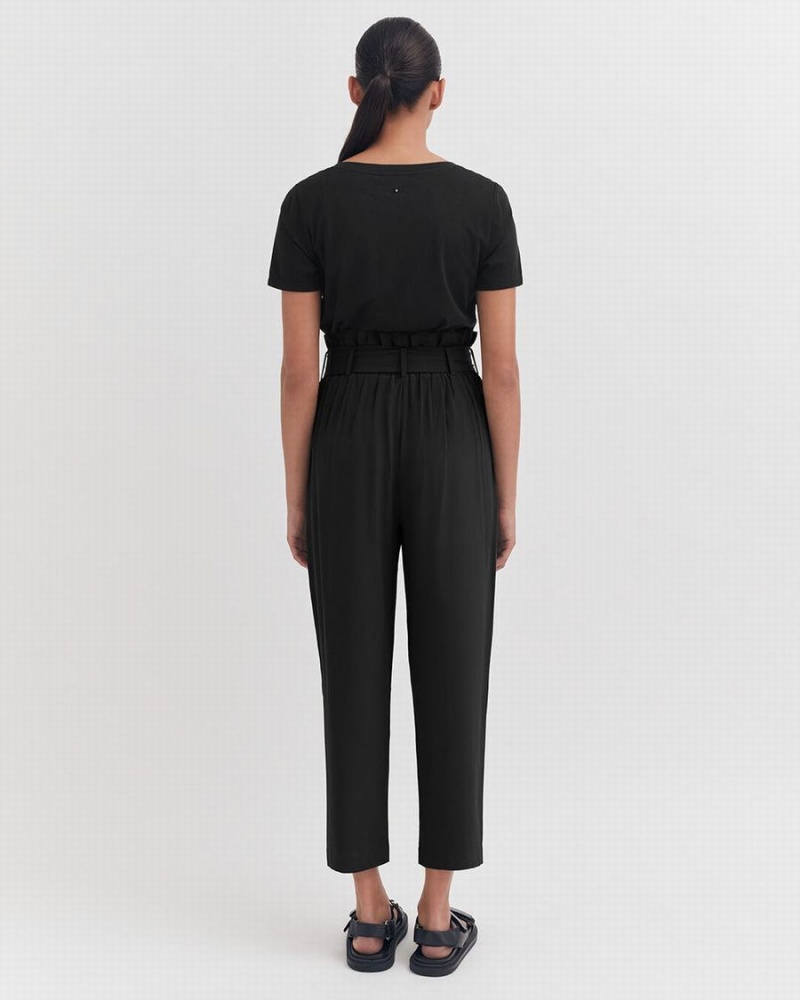 Pantalon Cuyana Silk Paperbag Mujer Negras | NTL546DK