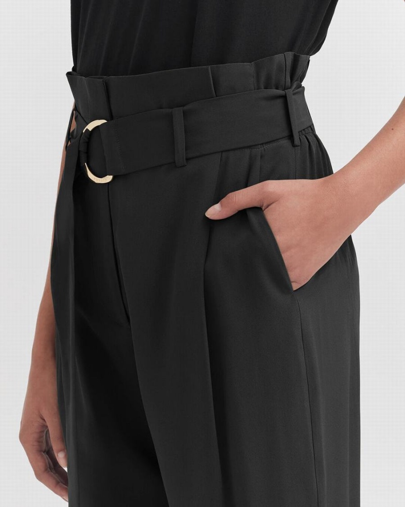 Pantalon Cuyana Silk Paperbag Mujer Negras | NTL546DK