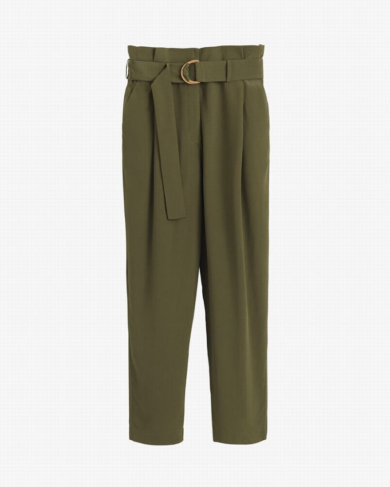 Pantalon Cuyana Silk Paperbag Mujer Verde Oscuro | JEC233GB