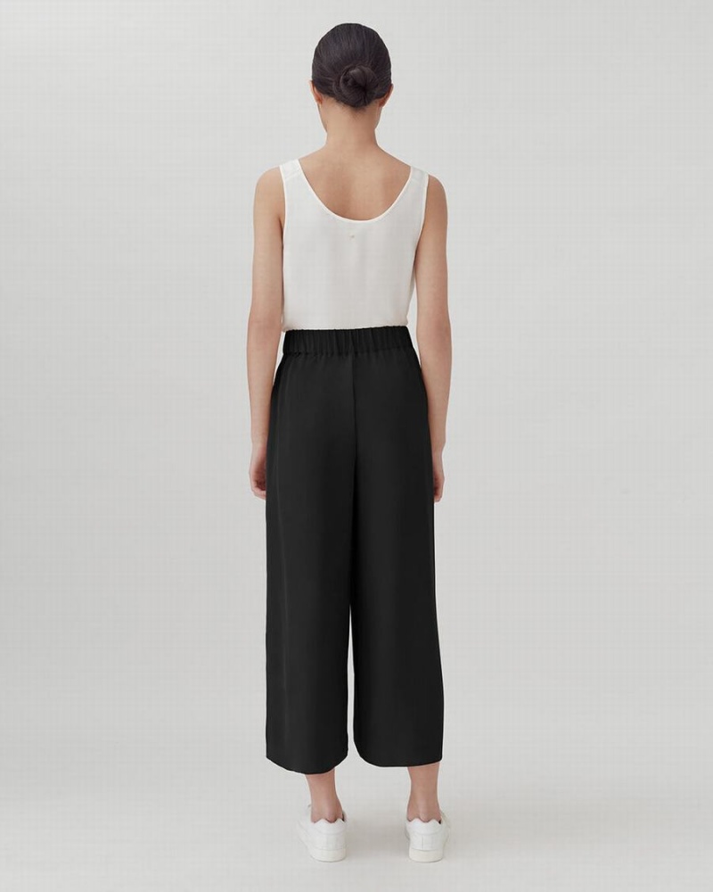 Pantalon Cuyana Washable Silk Anchos-Leg Cropped Mujer Negras | WTB9919XU