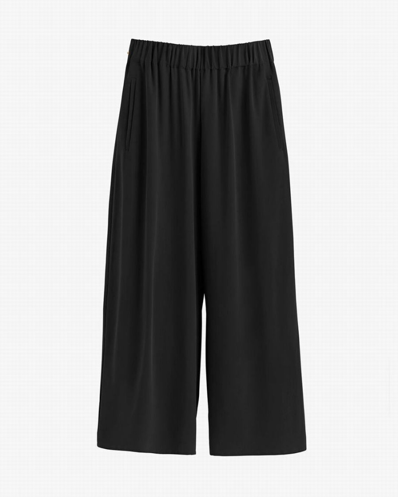 Pantalon Cuyana Washable Silk Anchos-Leg Cropped Mujer Negras | WTB9919XU