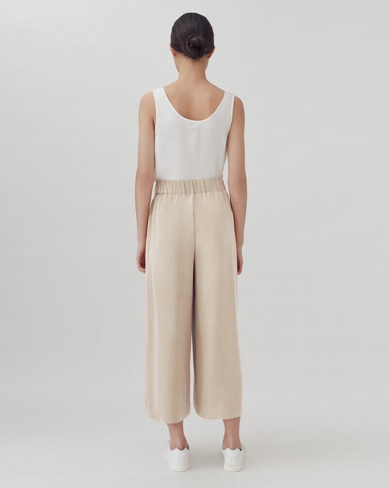 Pantalon Cuyana Washable Silk Anchos-Leg Cropped Mujer Marrones | SXD547IS
