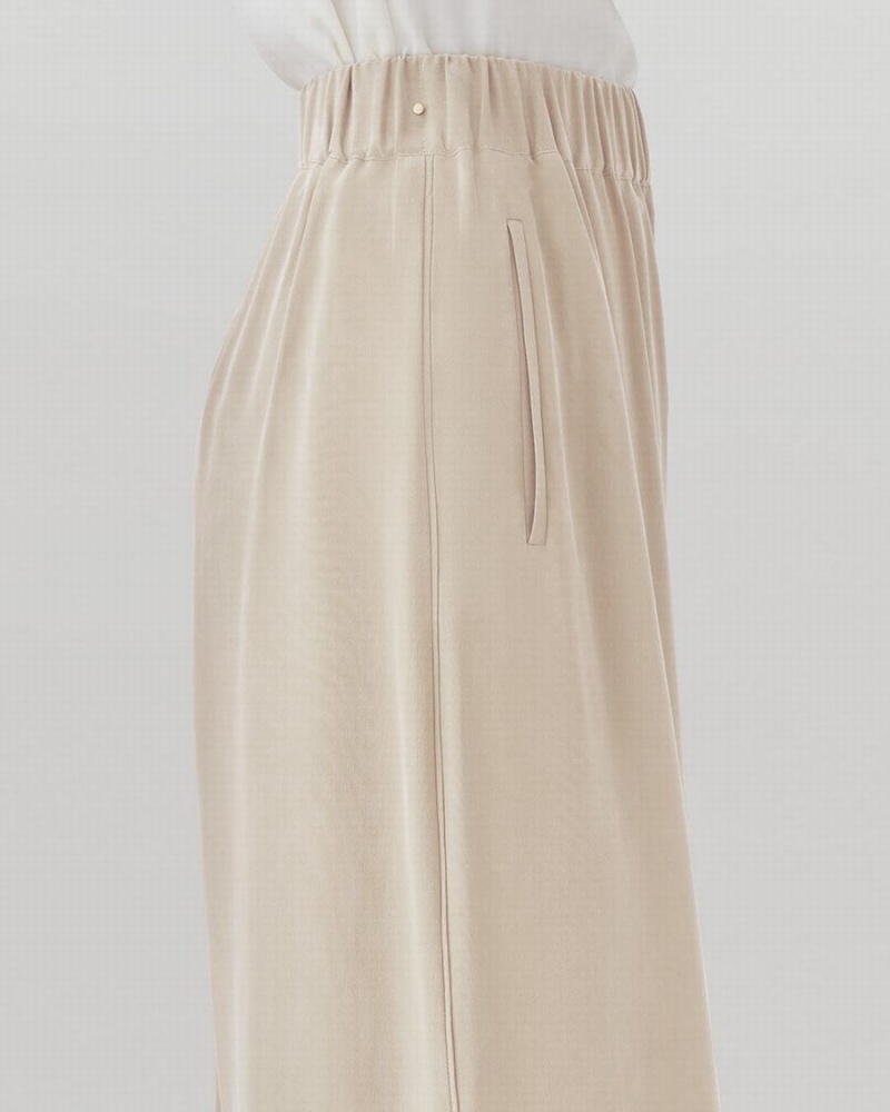 Pantalon Cuyana Washable Silk Anchos-Leg Cropped Mujer Marrones | SXD547IS