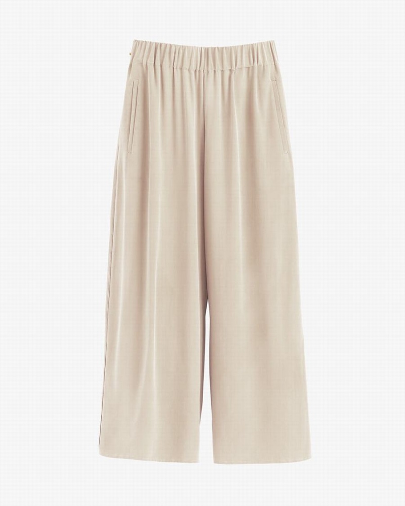 Pantalon Cuyana Washable Silk Anchos-Leg Cropped Mujer Marrones | SXD547IS
