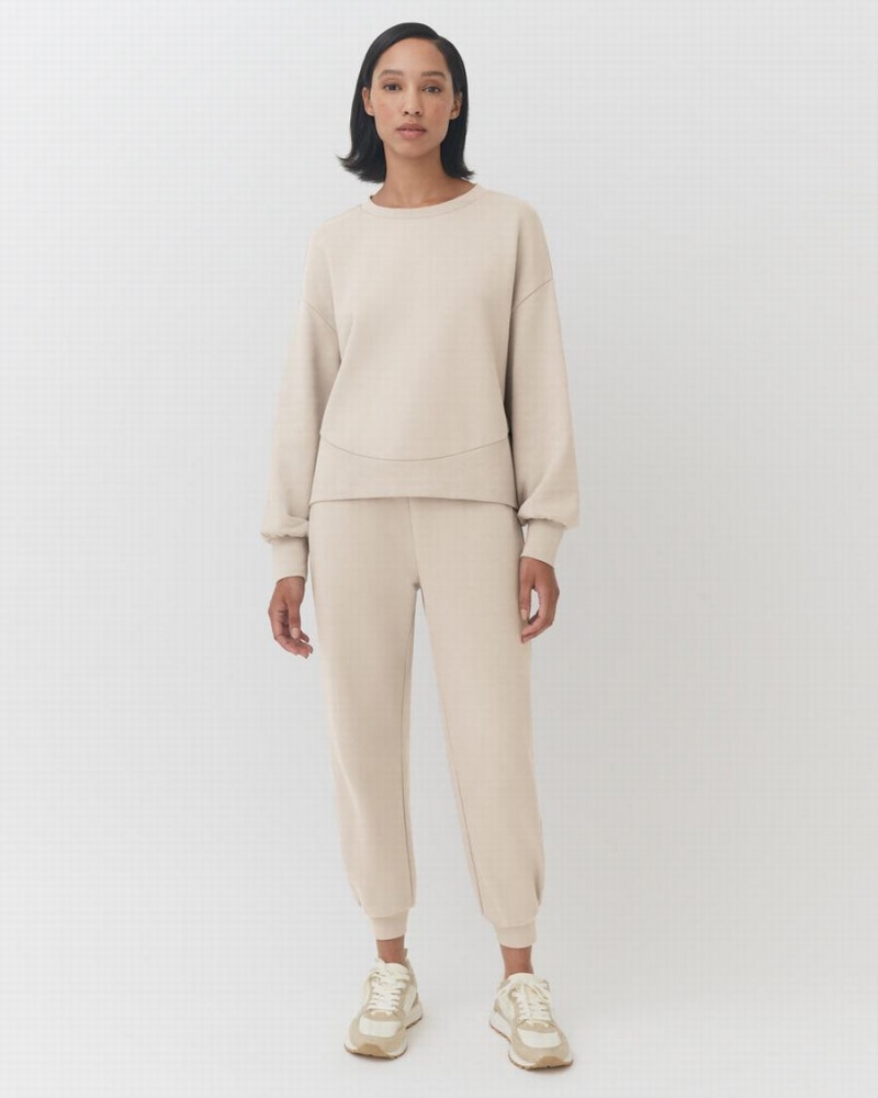 Pantalones Jogger Cuyana Terry Sculpted Mujer Creme Blancas | KVT8822TR