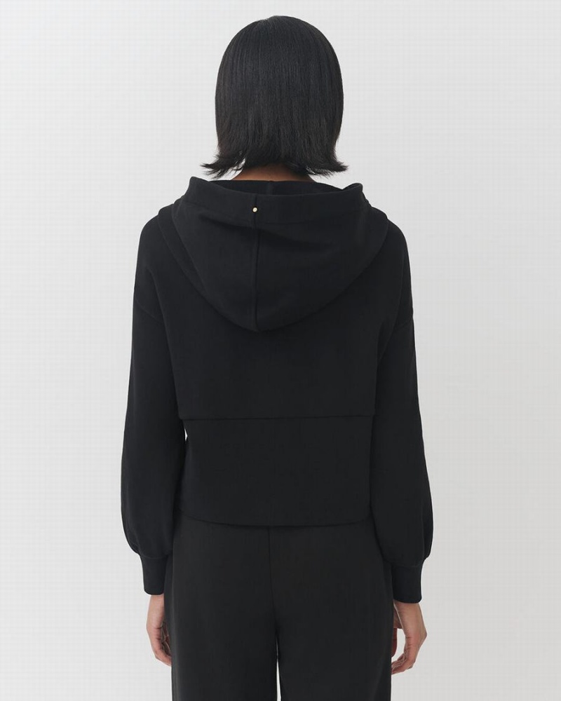 Sudadera con Capucha Cuyana Terry Zip Front Mujer Negras | IMZ1776YD