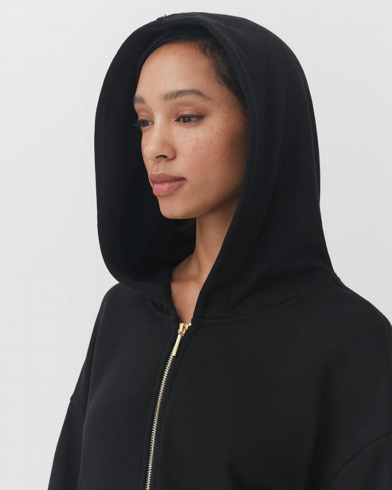Sudadera con Capucha Cuyana Terry Zip Front Mujer Negras | IMZ1776YD
