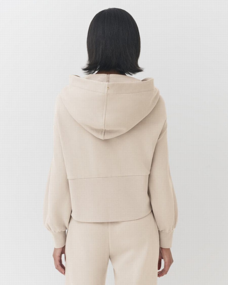 Sudadera con Capucha Cuyana Terry Zip Front Mujer Creme Blancas | ULA9984LG