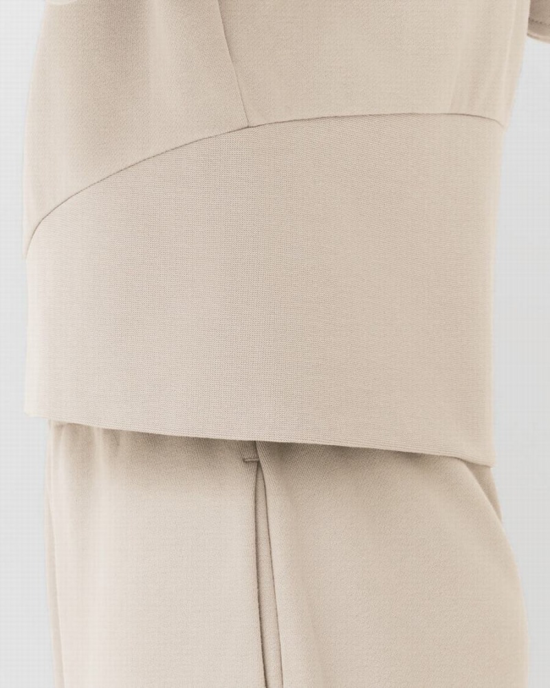 Sudadera con Capucha Cuyana Terry Zip Front Mujer Creme Blancas | ULA9984LG