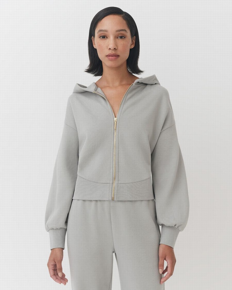 Sudadera con Capucha Cuyana Terry Zip Front Mujer Gris | LTA9849YB