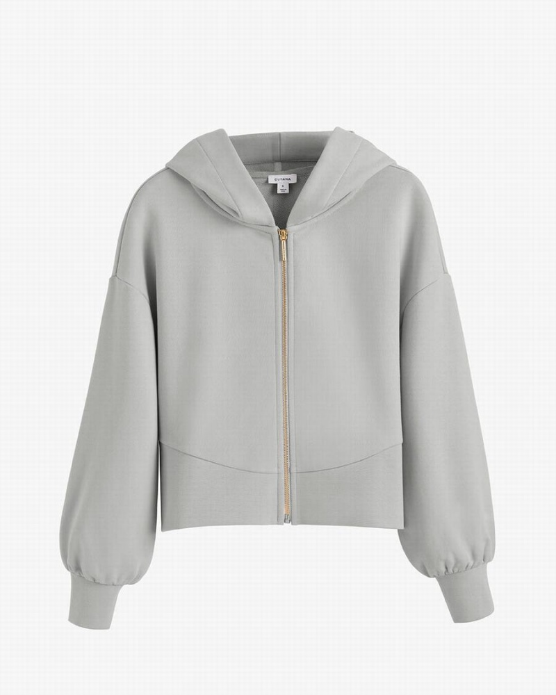 Sudadera con Capucha Cuyana Terry Zip Front Mujer Gris | LTA9849YB