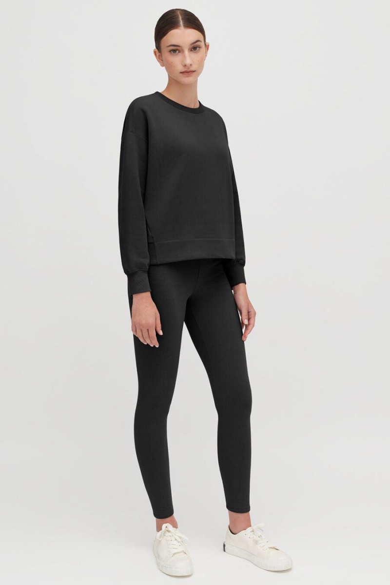 Sudaderas Cuyana Fleece Cropped Mujer Negras | PXZ7055OB