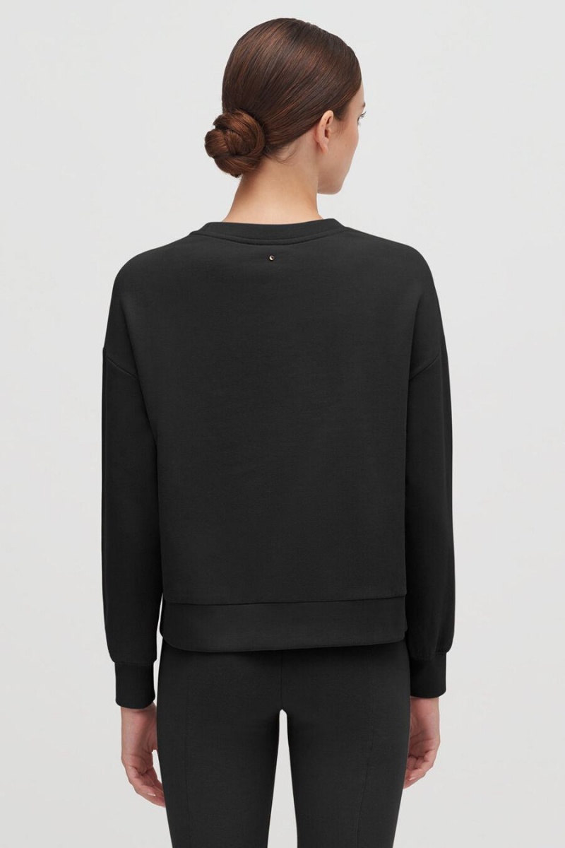 Sudaderas Cuyana Fleece Cropped Mujer Negras | PXZ7055OB