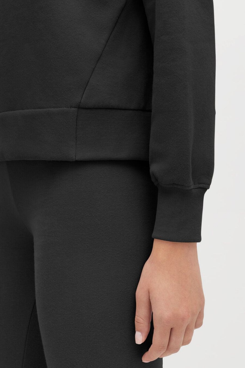 Sudaderas Cuyana Fleece Cropped Mujer Negras | PXZ7055OB