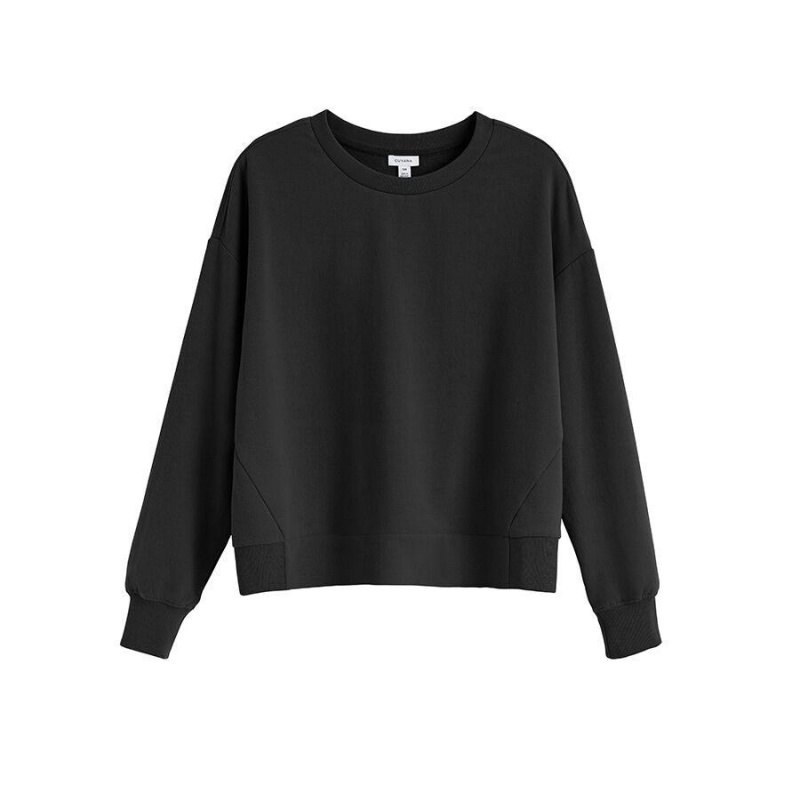 Sudaderas Cuyana Fleece Cropped Mujer Negras | PXZ7055OB