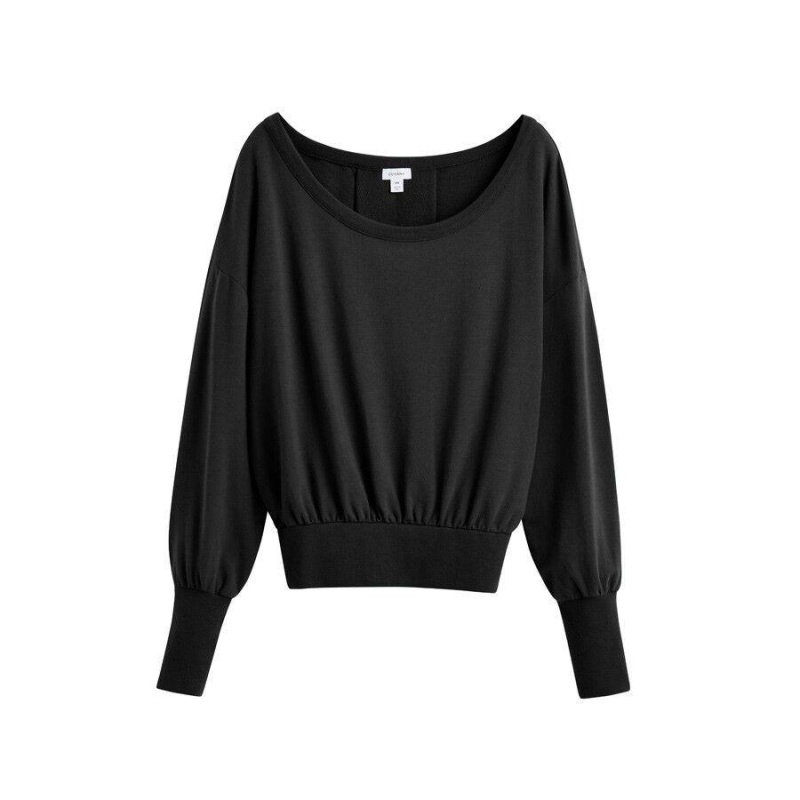 Sudaderas Cuyana French Terry Boatneck Mujer Negras | BAI2557KJ