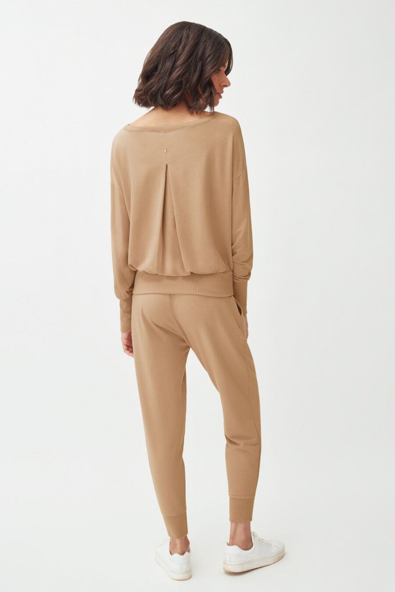 Sudaderas Cuyana French Terry Boatneck Mujer Marrones | DQZ5268HD