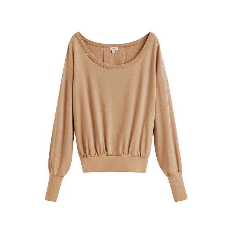 Sudaderas Cuyana French Terry Boatneck Mujer Marrones | DQZ5268HD