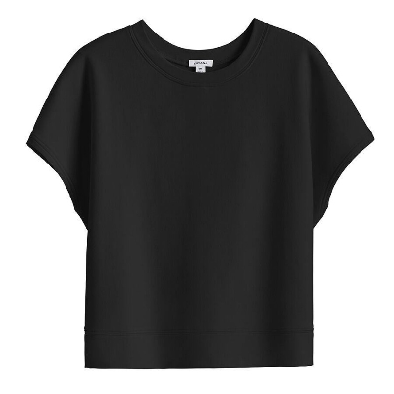 Sudaderas Cuyana French Terry Corta Sleeve Mujer Negras | XQY9067UL