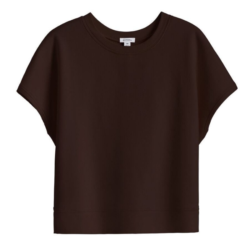 Sudaderas Cuyana French Terry Corta Sleeve Mujer Marrones Oscuro | HYW9080PE