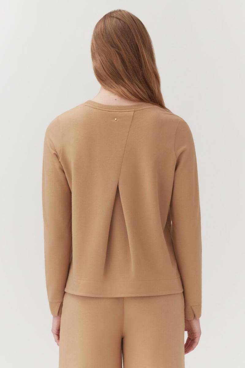 Sudaderas Cuyana French Terry Pleat-Back Mujer Marrones | ROC8411RY