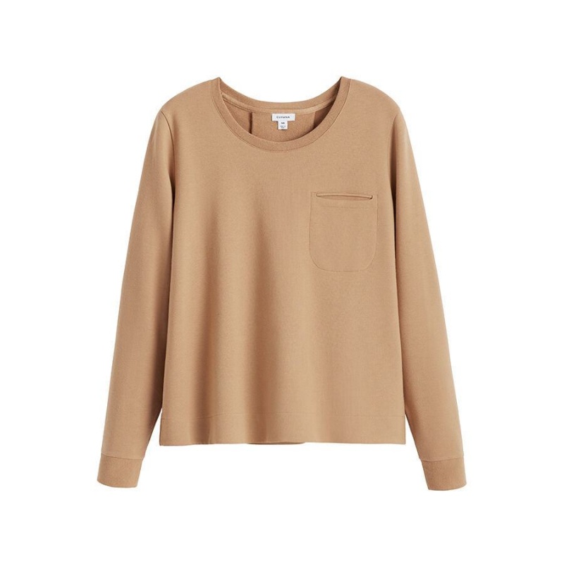 Sudaderas Cuyana French Terry Pleat-Back Mujer Marrones | ROC8411RY