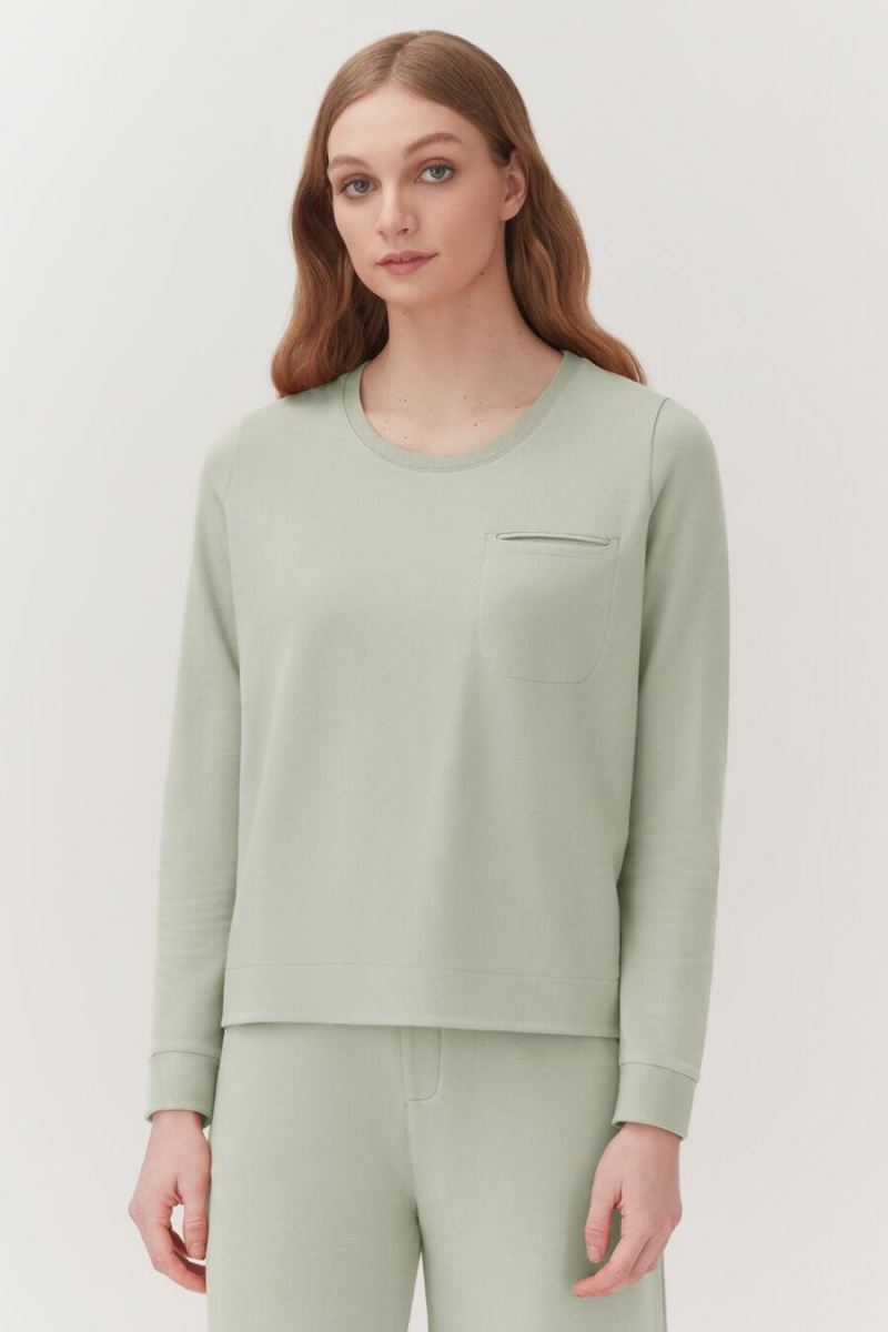 Sudaderas Cuyana French Terry Pleat-Back Mujer Verde | FRX7718XK