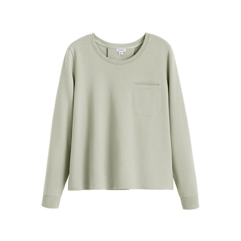 Sudaderas Cuyana French Terry Pleat-Back Mujer Verde | FRX7718XK