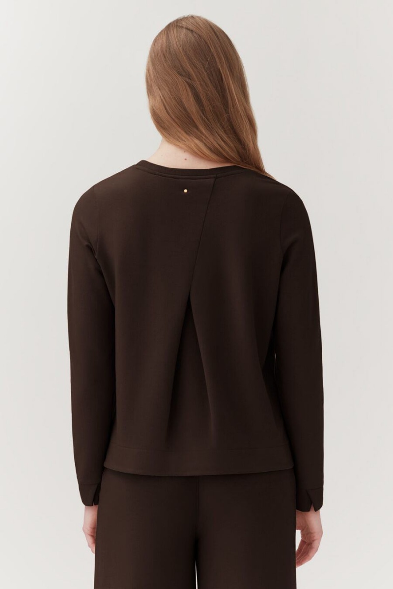Sudaderas Cuyana French Terry Pleat-Back Mujer Marrones Oscuro | RNV645MF