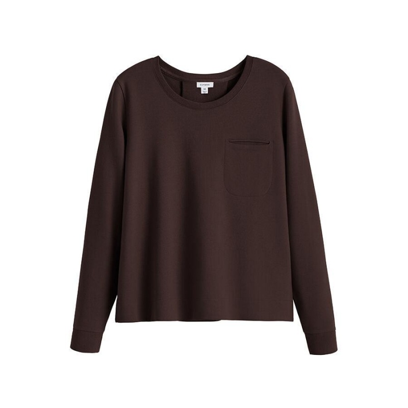 Sudaderas Cuyana French Terry Pleat-Back Mujer Marrones Oscuro | RNV645MF