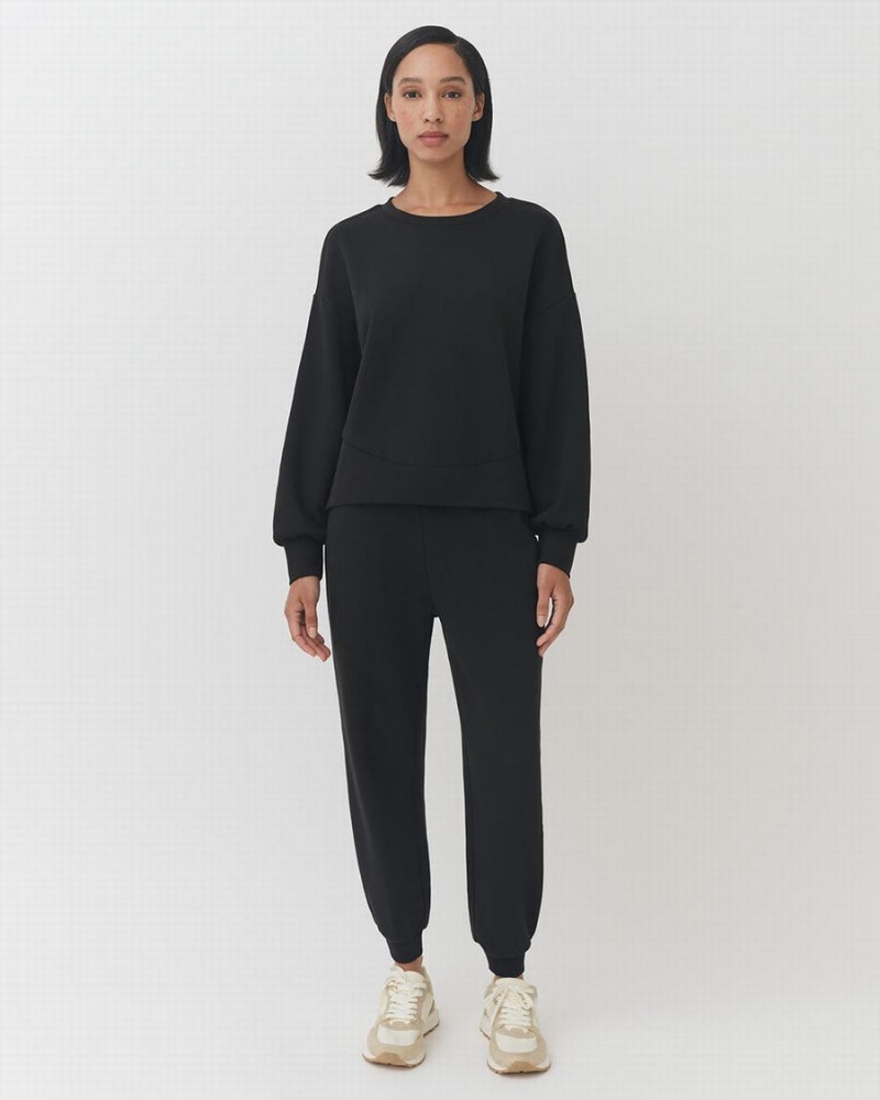 Sudaderas Cuyana Terry Balloon Sleeve Mujer Negras | PJB7468EB