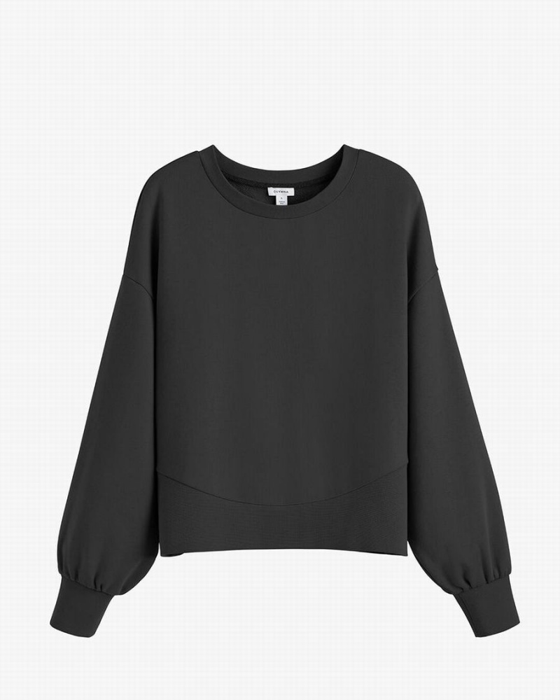 Sudaderas Cuyana Terry Balloon Sleeve Mujer Negras | PJB7468EB