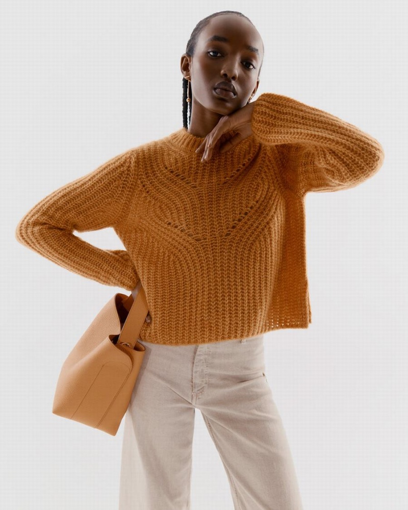 Suéteres Cuyana Alpaca Lana Crewneck Mujer Amarillo | ELV8126XJ