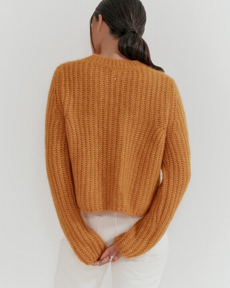 Suéteres Cuyana Alpaca Lana Crewneck Mujer Amarillo | ELV8126XJ